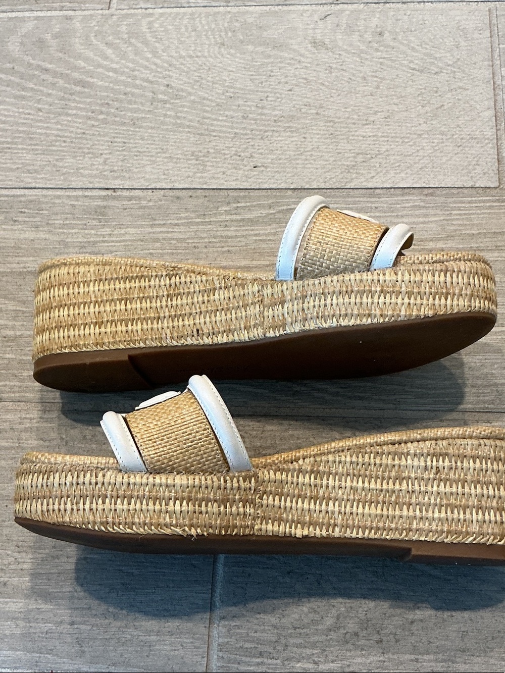 Sam Edelman Pauleena Tan and White Raffia Espadrilles Slide Mules Women’s Sz 9M - Picture 6 of 7